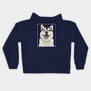 Siberian Husky - Up close dog Kids Hoodie